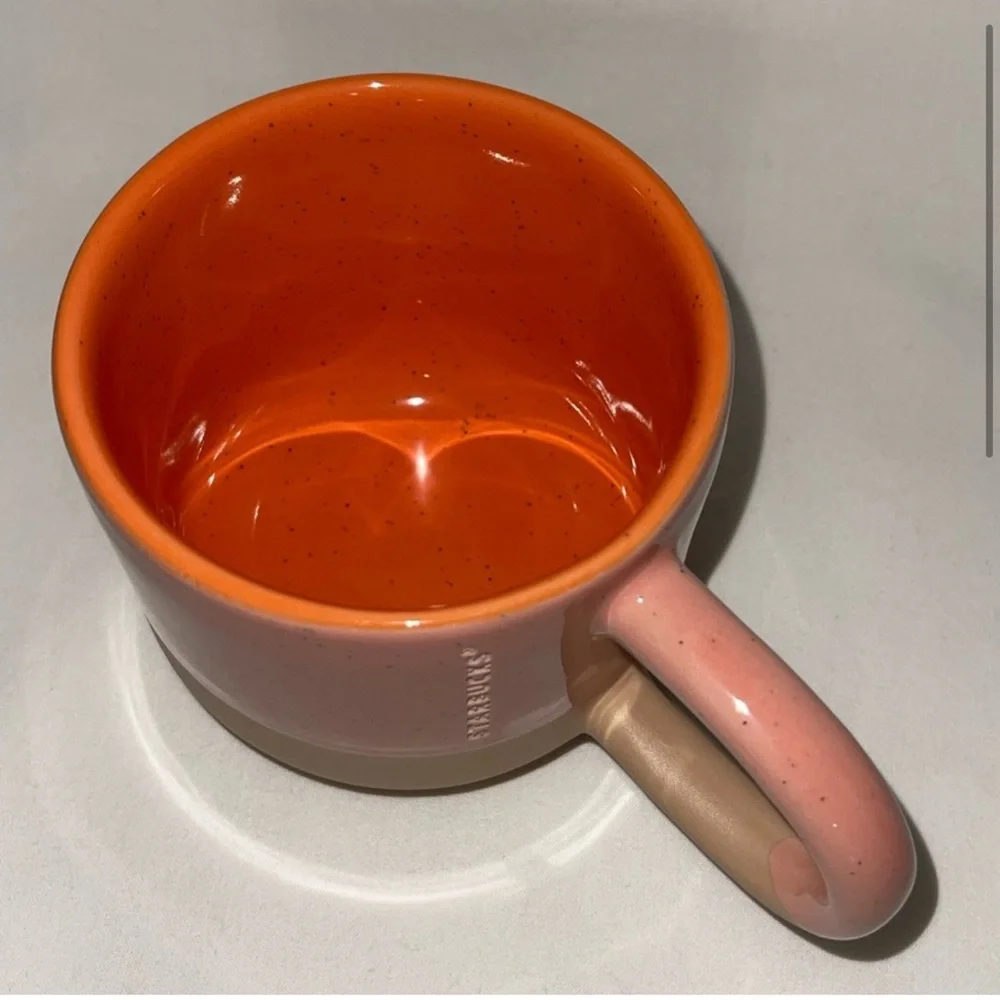 Starbucks 2018 Two-Toned Speckled Pink Terracotta Long Handle Mug